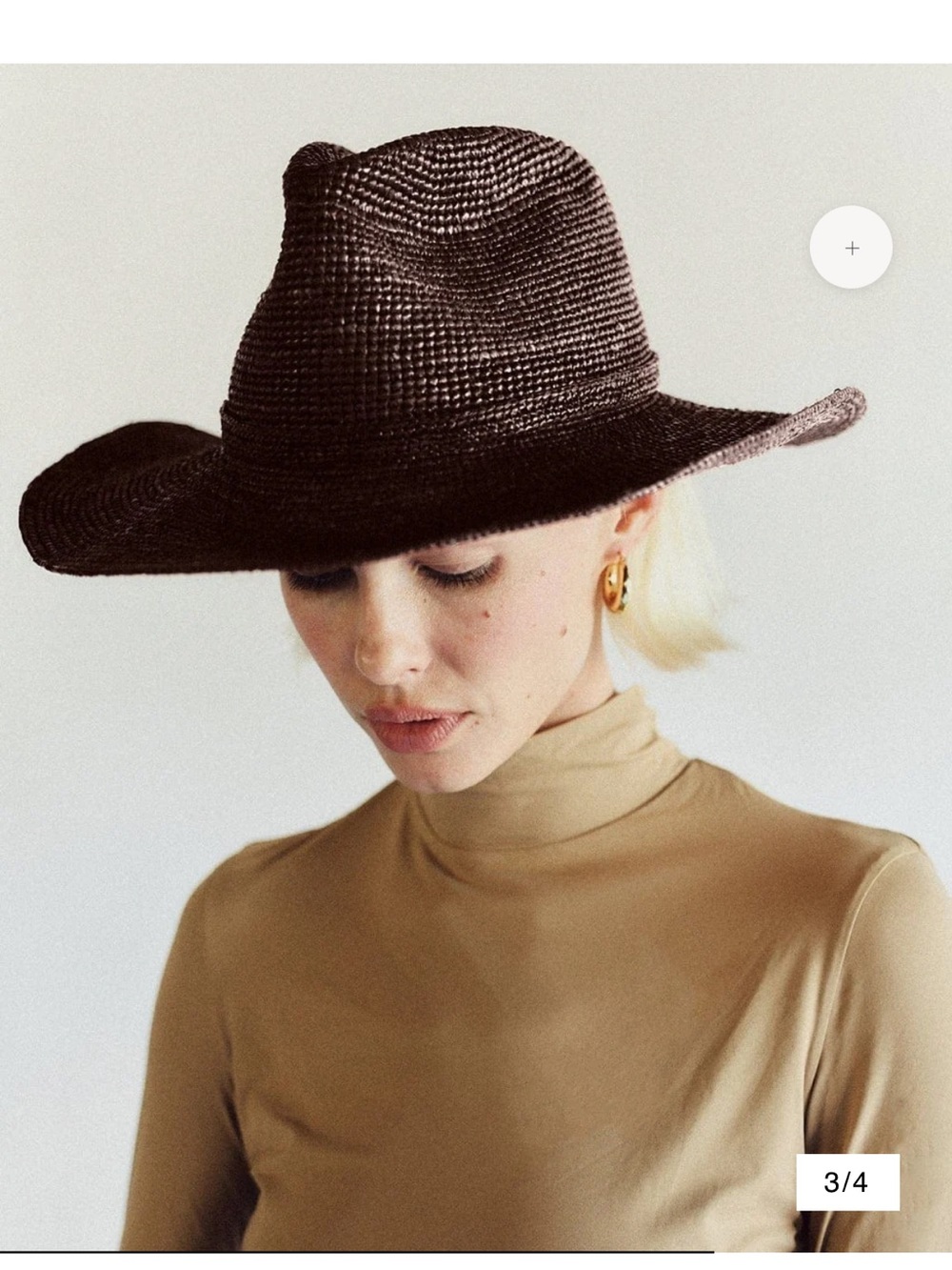NWT Sacha Cowboy Hat Janessa Leone Dark Brown Raffia